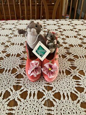Vintage Charming Tails Mom You're Beautiful Plush Mice in Pink Slippers w/ Tag